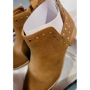 NEW Lane Bryant Womens Brown Ankle Boots Size 10W Studded Back Zipper Wide Calf